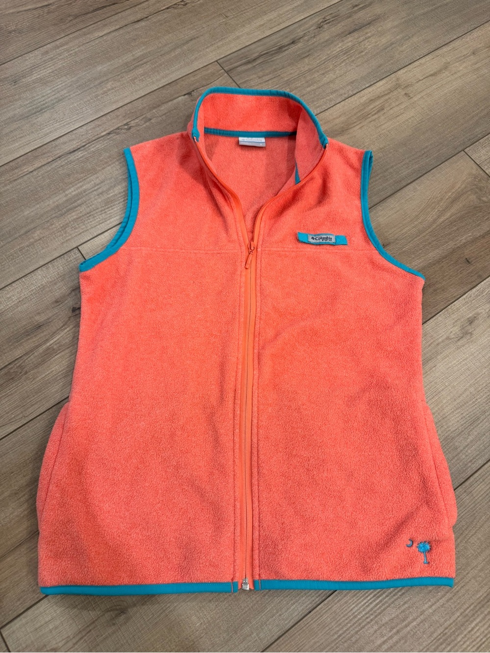 Columbia PFG Harborside Fleece Vest Women’s Small Coral Turquoise Full Zip